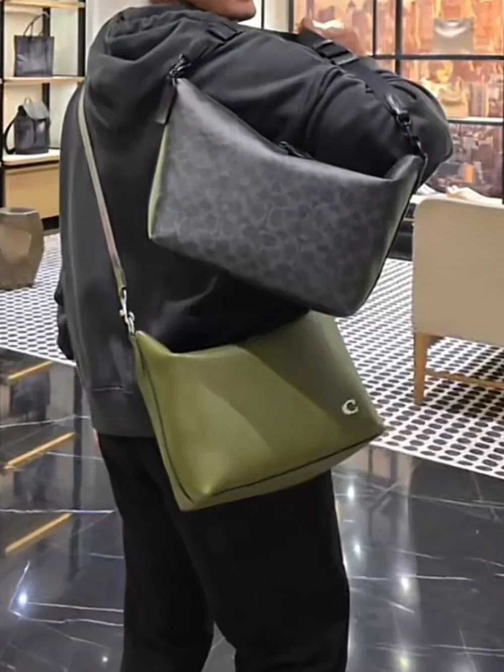 Coach Top Zip Messenger Bag - CBF03 in Black Pebbled Leather w/ Adjustable Strap